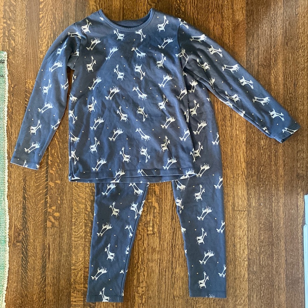 Girls Super Cozy Thick Long Sleeve and Tights Pajama Set Sz 10/12